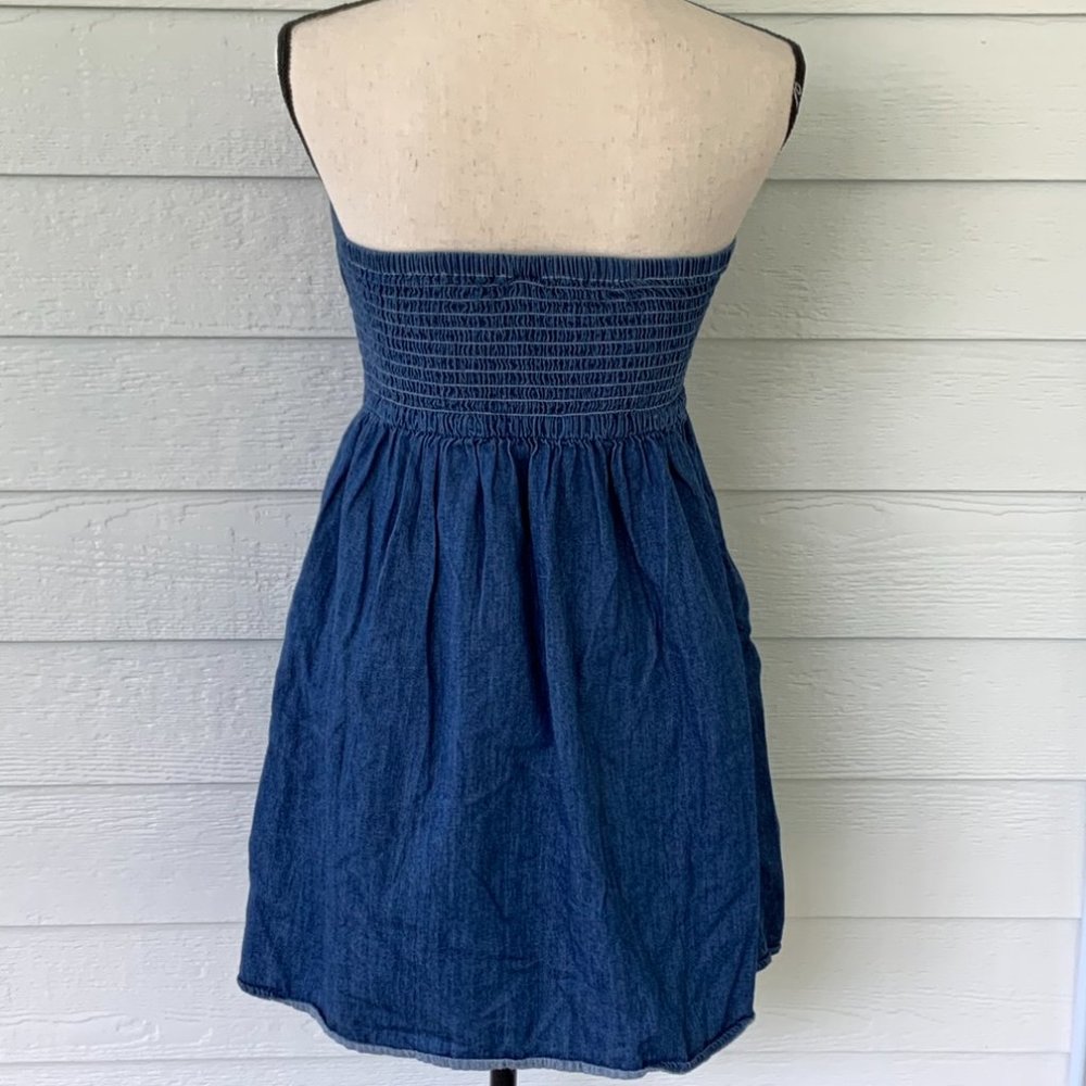 Mossimo Denim Jean Strapless Fit Flare Dress M - Picture 2 of 9